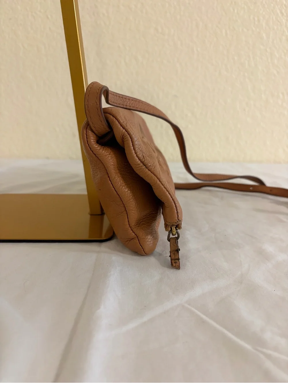 Tory Burch Tan Crossbody Bag with Embossed Logo